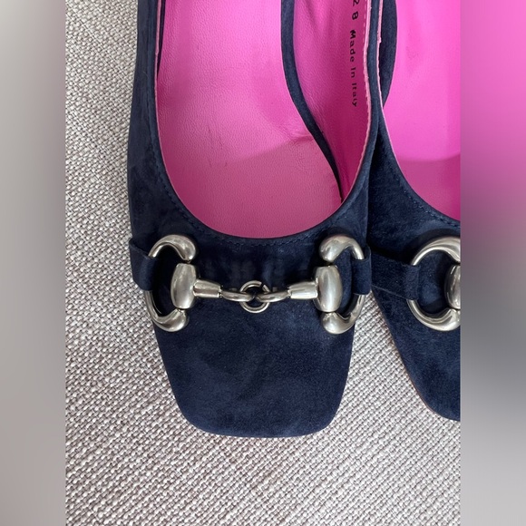 FERCA 81 Made In Italy Suede Sling Back Heels With Metal Horsebit - Picture 7 of 16